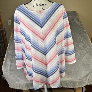 Alfred Dunner Sweater Womens 2XL Pullover Multicolor Stripe Lined Lightweight To